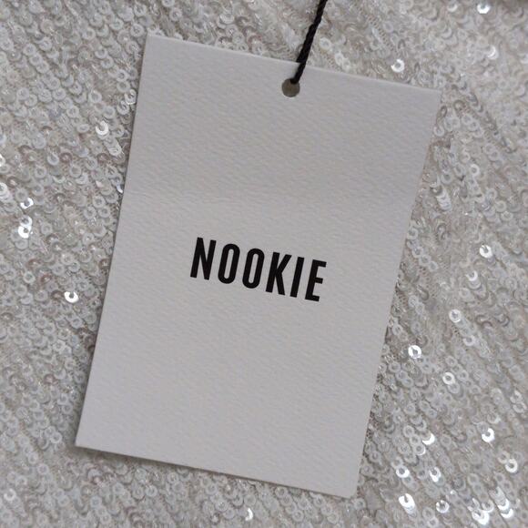 Nookie Supreme Mini White Sequins Bodycon Crisscross Straps Cutout S New - Picture 11 of 13